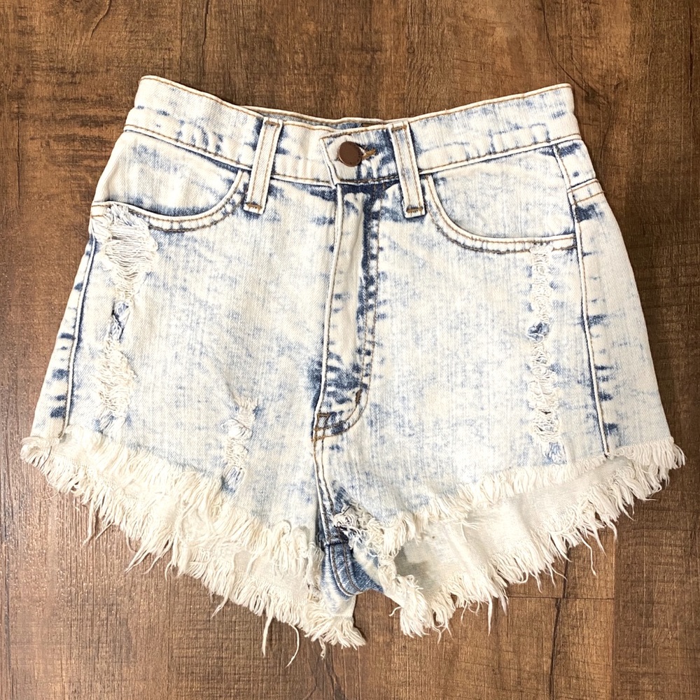 High waisted studded jean shorts